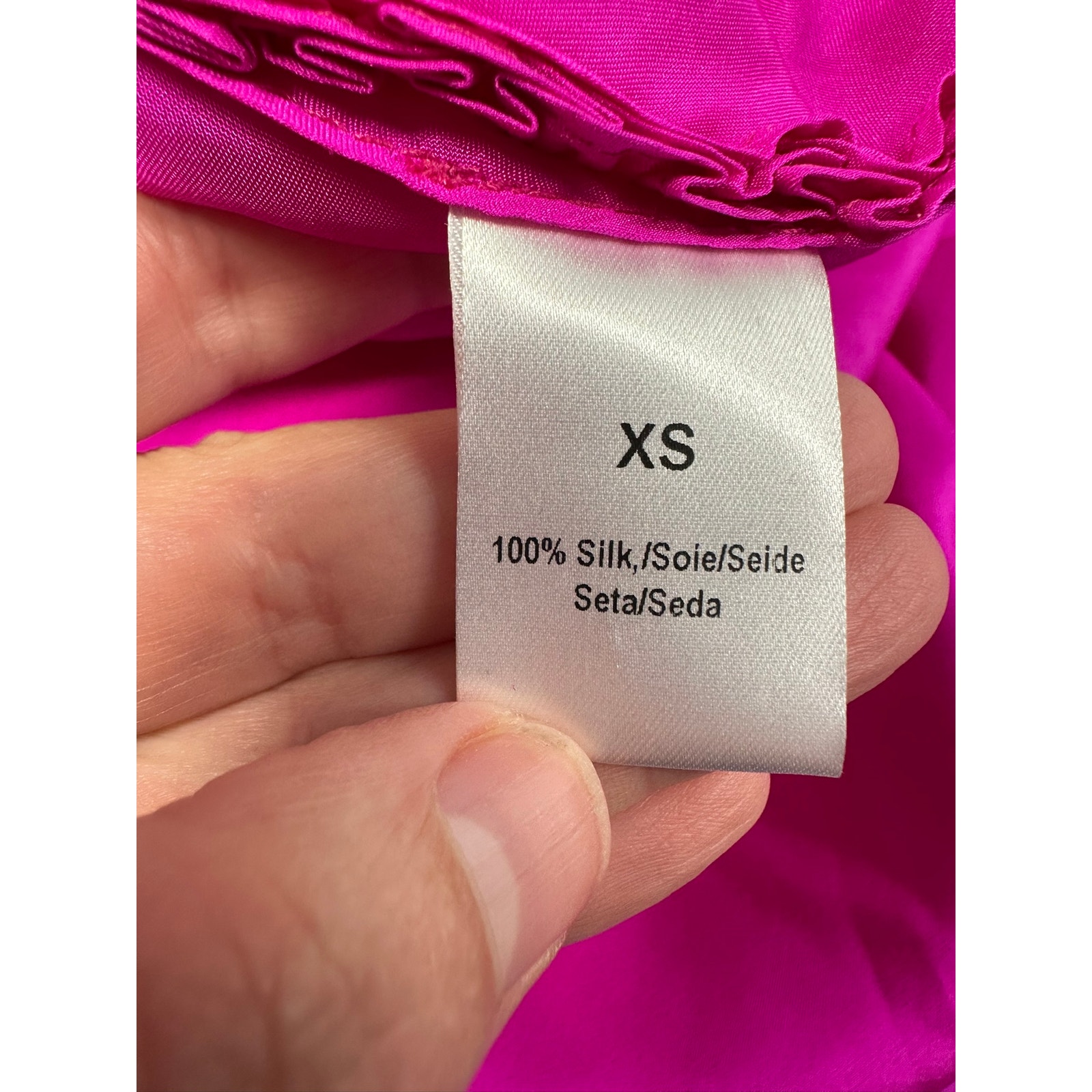 Kes New York The Bloom Dress Silk Neon Pink Ruffle Mid Dress Xs — image 7 of 8